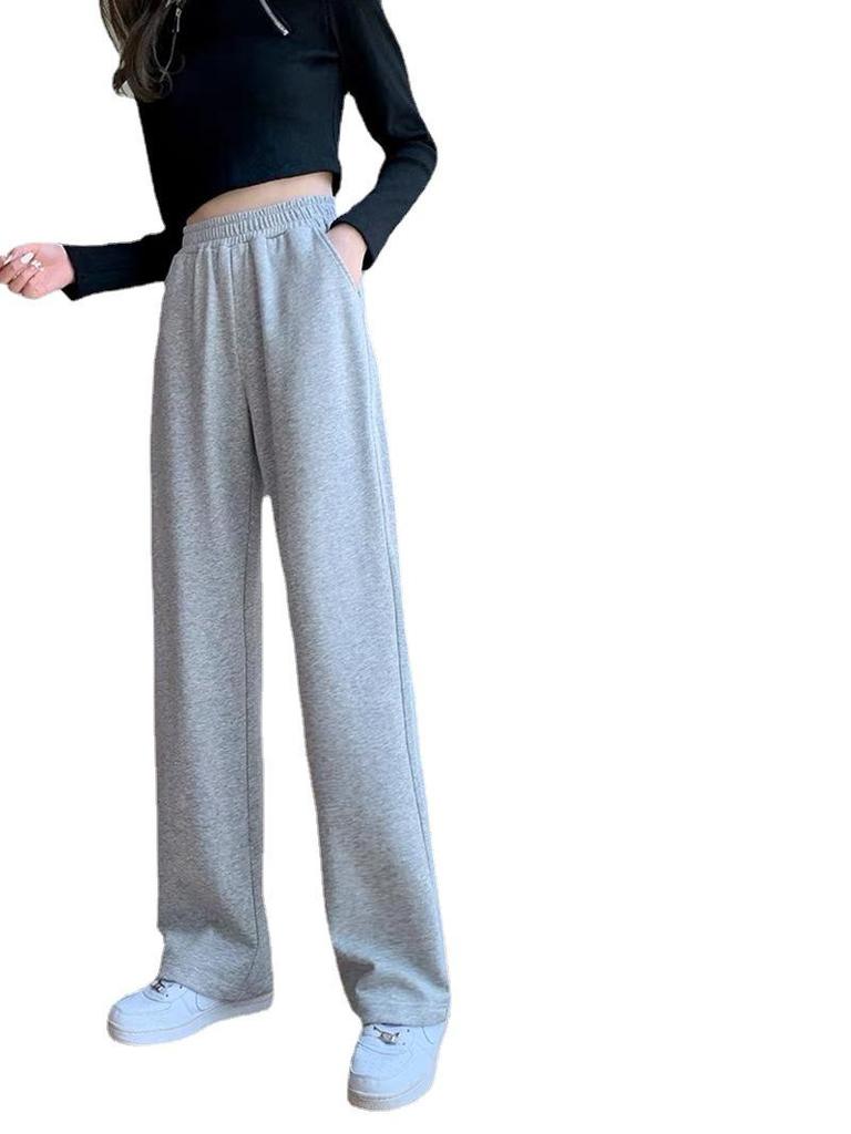 Women's High-Waist Wide-Leg Sweatpants - Spring/Autumn Loose Straight-Leg Fit, Slimming for Thick Legs, Versatile Casual Wear