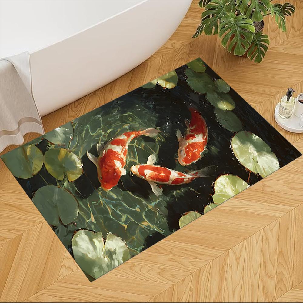 Koi-Fische und Kirschblüten Rutschfester Heimteppich Design für Wohnzimmer Schlafzimmer Büro Dekor Geschenk mit Lebendigem Muster und Bequem