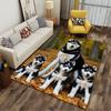 Husky Family in Autumn Forest suitable as a non-slip mat for the living room or bedroom sofa