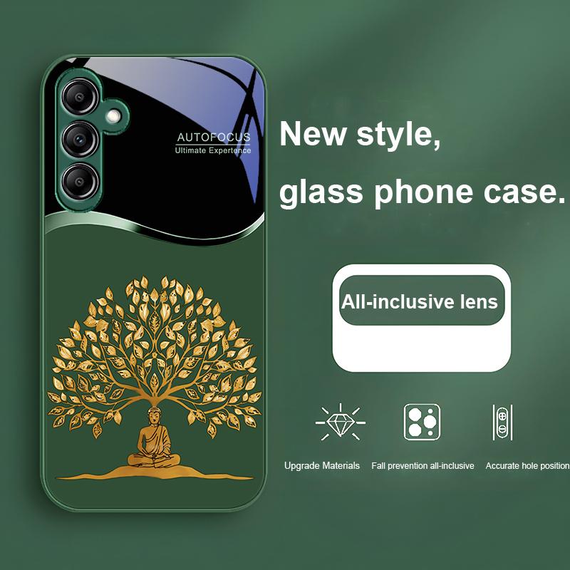 Golden Wealth TreeFor Samsung Galaxy A01 02 03 Core A04 A14 4G A13 54 34 31 20 25 23 22 5G S21 Ultra S20 Glass Phone Case