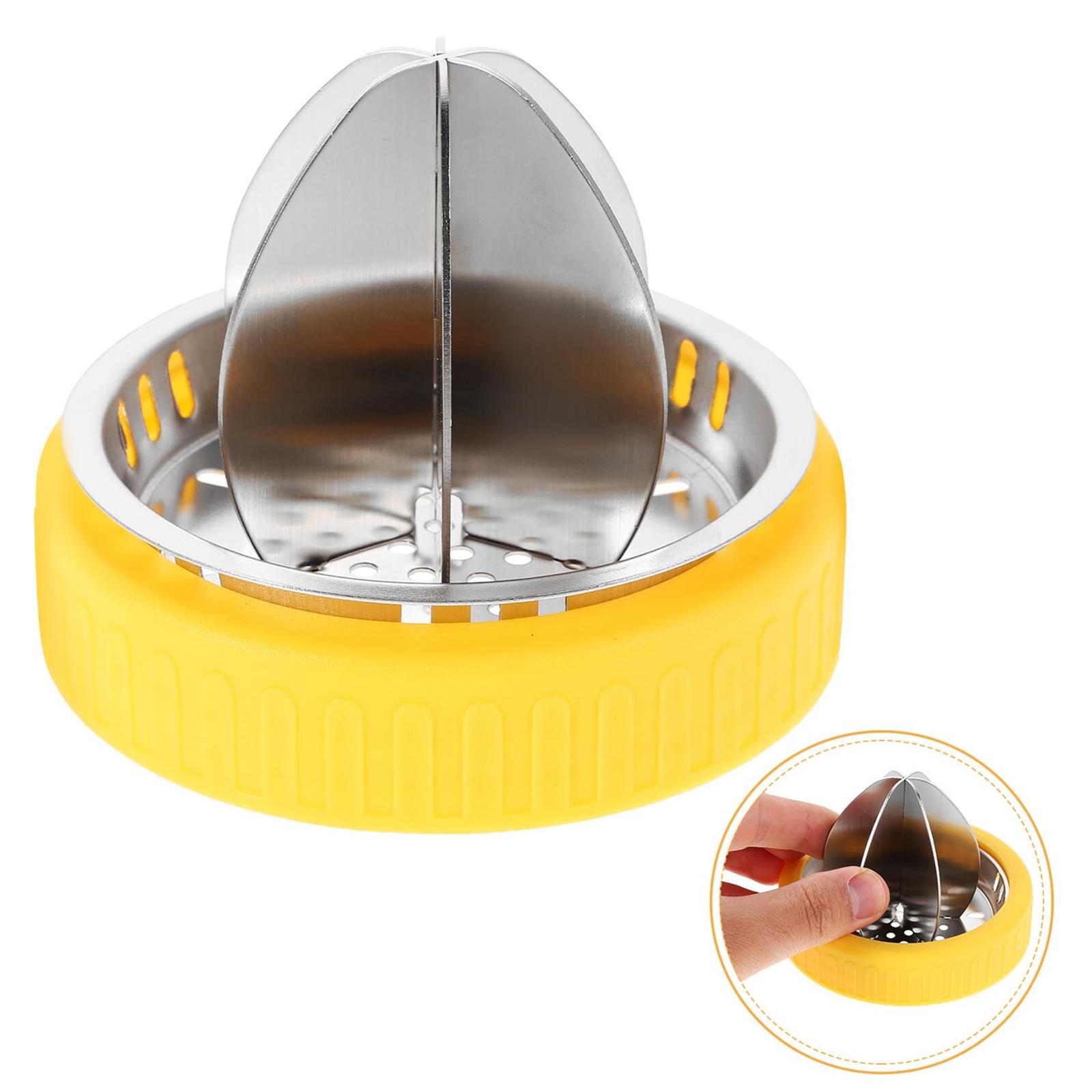 Stainless Steel Manual Juicer Hand Press Lemon Orange Squeezer With Yellow Plastic Ring Lid For Kitchen Fruit Juicing One Size
