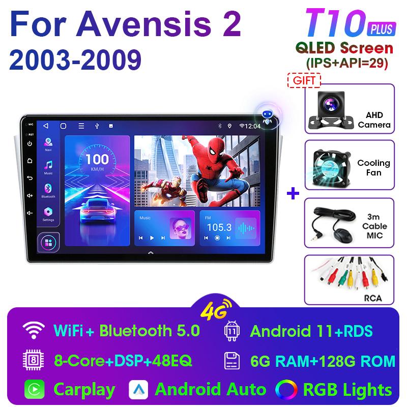 Radio auto 2 Din Android 11 pentru Toyota Avensis T250 2 II 2003-2009 Player video multimedia Navigație GPS 4G Carplay Auto Stereo