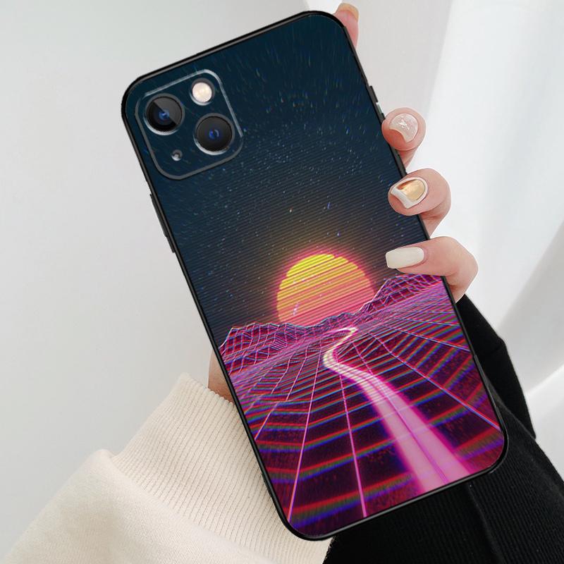 Neon Retrowave 80s Vintage Art Phone Case For iPhone 17 Pro Max 16 15 14 11 12 13 Pro Max Mini 15 16 Plus 16e 17 Air Cover