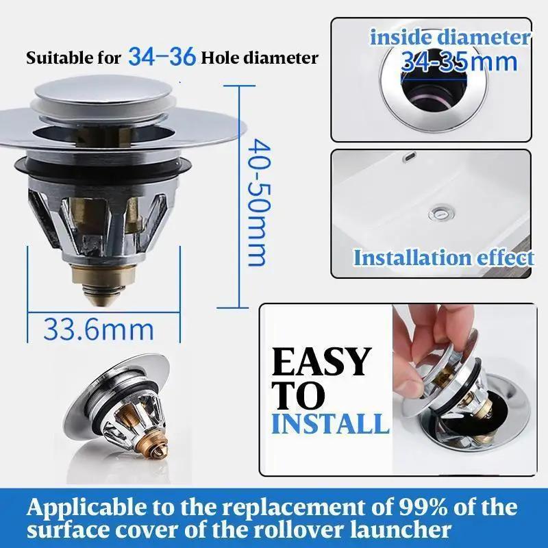 Bullet Core Push Type Stainless Steel Deodorant Plug Bathroom Basin Sink Pop Up Drain Stopper Kitchen Bathroom Faucet Accessorie