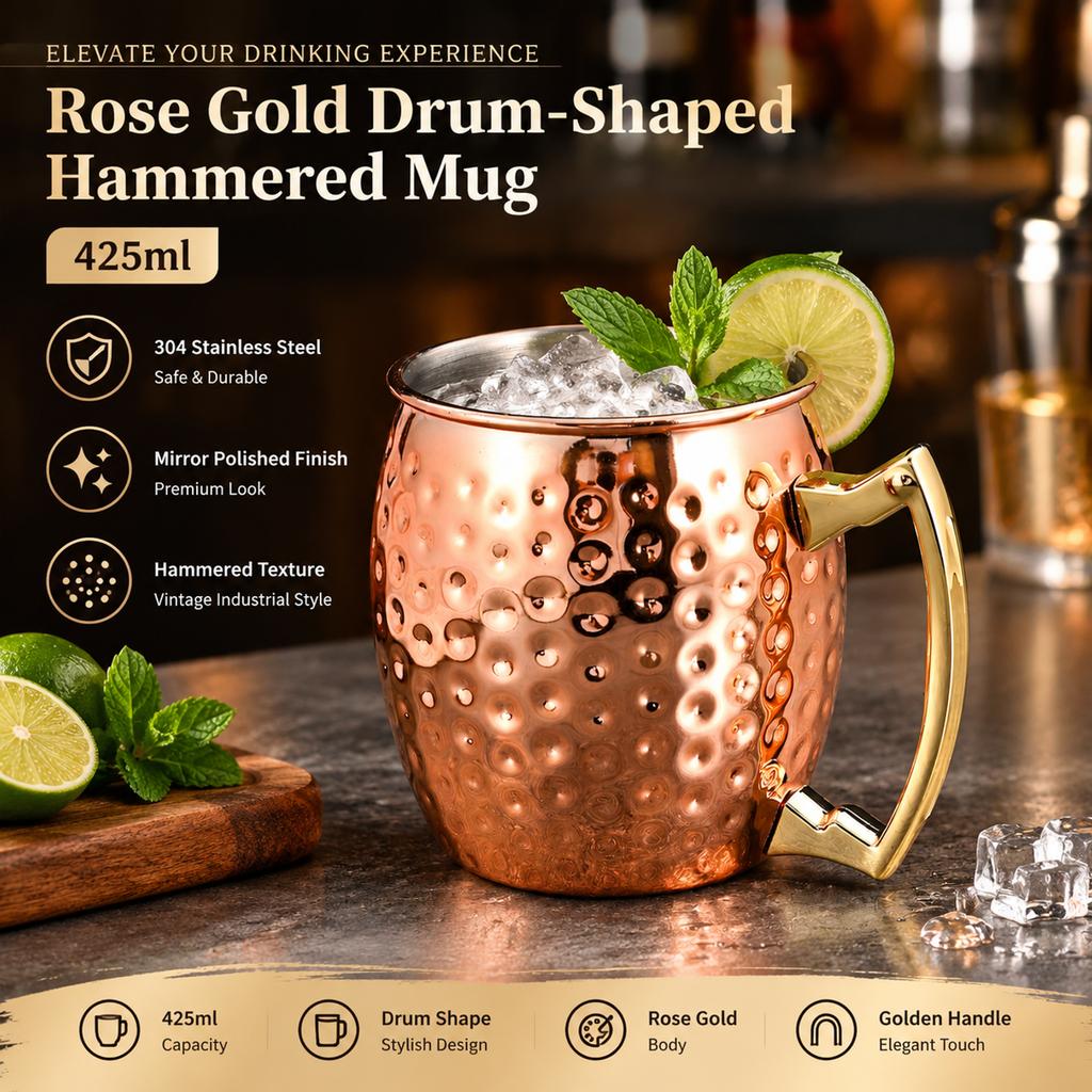 304 Stainless Steel Hammered Cocktail Mug