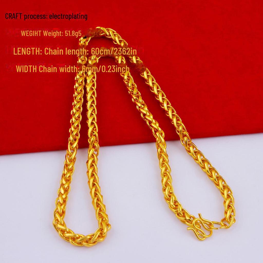 Men's Alloy Gold-Tone Necklace – Bold, Durable, Street Style Accessory