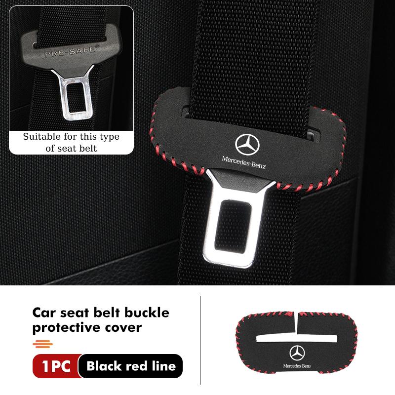 FA02Car Seat Belt Buckle Clip Protector Suede Anti-Scratch Cover For Benz W202 W212 W126 W140 W168 W177 CLS GLE GLC GLS CLA