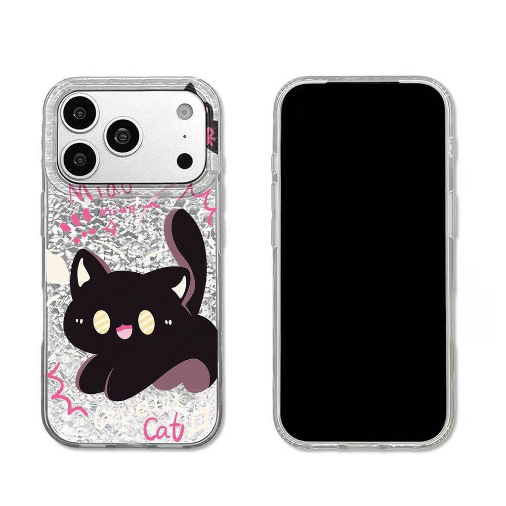 Acrylic Back TPU Bumper for Iphone XR 14 XS Max 12 11 17 Pro Air 13 18 Pro Max 15 16 Plus Cute Black Cats Scene Hone Case Shockproof Cover