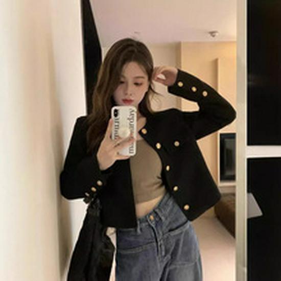 Women's Retro Brown Leather Biker Jacket - Short, Petite, Korean Style, Autumn/Winter 2025 Collection