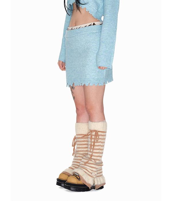 Youth Bath Damage Band Mini Skirt_Light Blue