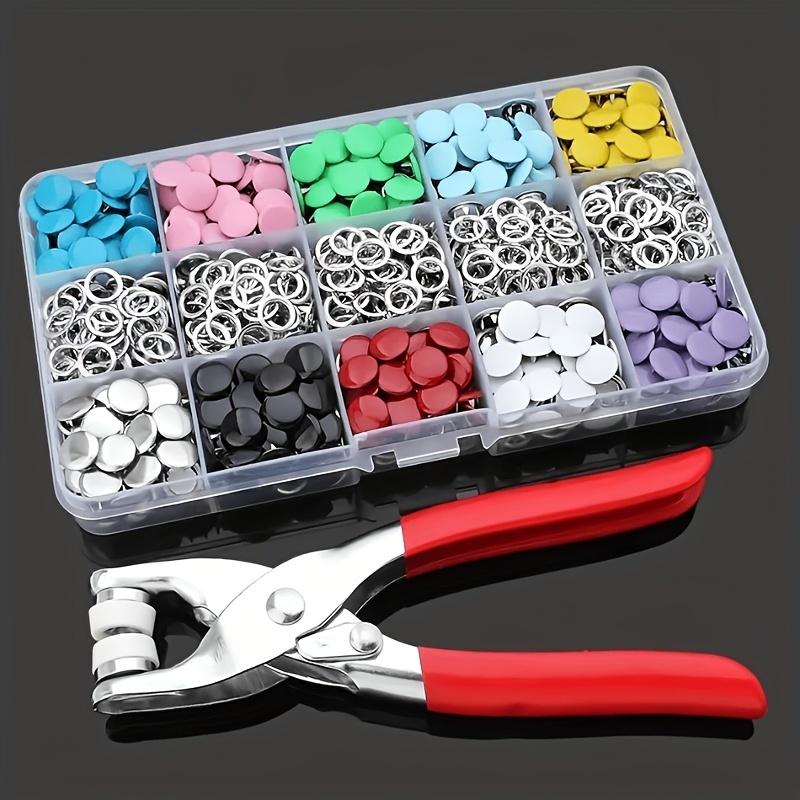 200 Colorful Durable Metal Button Tools Includes Pliers Hand Press Pliers Stainless Steel