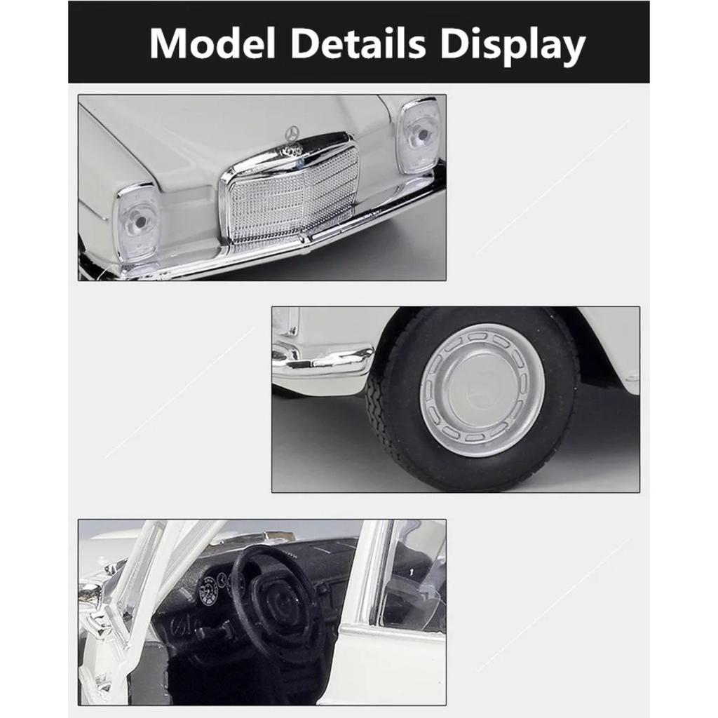 Welly 1/24 Mercedes-Benz 220 Alloy Car Model Diecasts Metal Classic Retro Old Car Model Simulation Collection Childrens Toy Gift