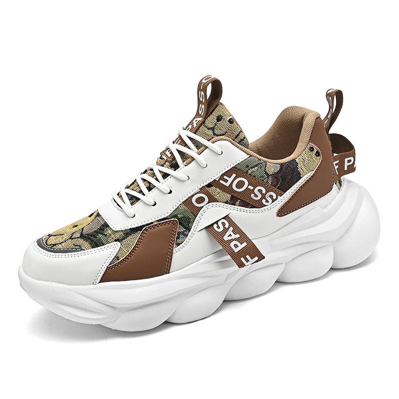 

2025 New Men s Breathable Thick soled Sneakers Comfortable and Versatile Running Basketball Sports Casual Shoes 44 коричневый