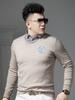 European Style 2025 Autumn and Winter New Fake Two-Piece V-Neck Sweater for Men, Trendy Brand Gold-Stamped Casual Knit Base Shirt for Men