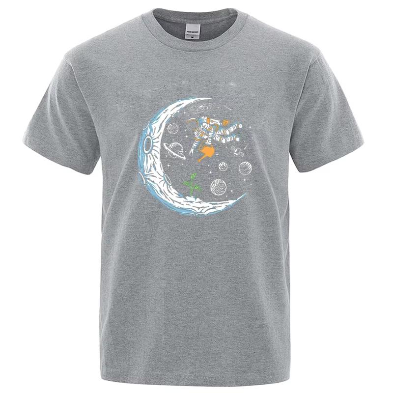 Astronaut Watering Plant Moon Graphic Tshirt Space Galaxy Print Unisex Unisex Short Sleeve Casual Universe Streetwear Tee