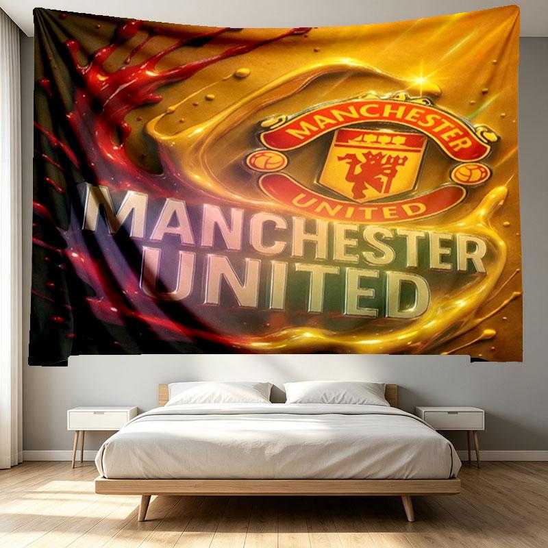 Football United F.C Print Tapestry - Portable Wall Decor Cloth, for Home, Dorm, Travel, Bedroom, Living Room - Ideal Birthday Housewarming Gift