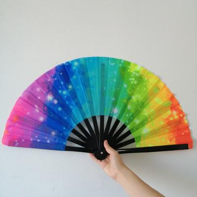 Ventilator pliant, colorat, holografică, rave, coaste de bambus, evantai de mână, cadouri decorative pentru festival, petrecere de dans
