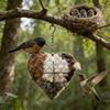 Bird Nesting Heart Shaped Outdoor Hanging Holder for Refillable Natural Fiber Nesting Material Home Garden Decor