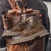 Men's Retro High-Top British Style Leather Motorcycle Boots