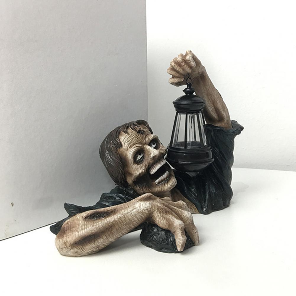 Zombies With Lamp Statue Garden Decor For Home Yard Lawn, Halloween Creepy Zombie Sculpture