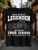 Nur Echte Legenden Wurden 1966 Geboren Lettering With Motorcycle Outline Clean Monochrome Birthday Unisex All TShirt