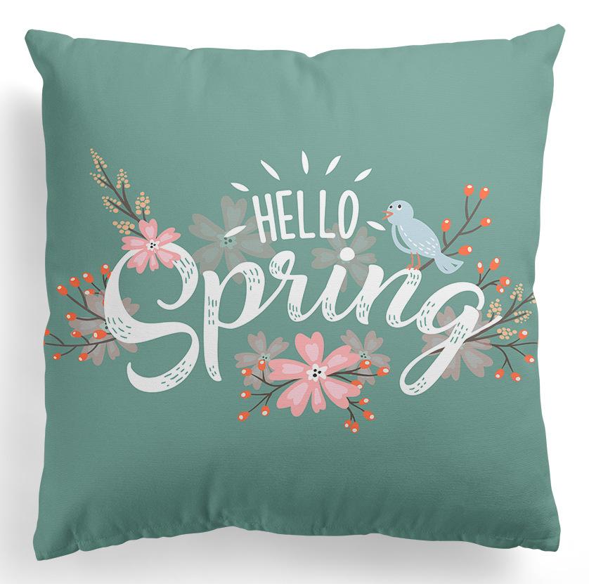 New Spring Flower Pillowcase Easter Bicycle Small Truck Peach Leather Velvet Printed Home Pillowcase