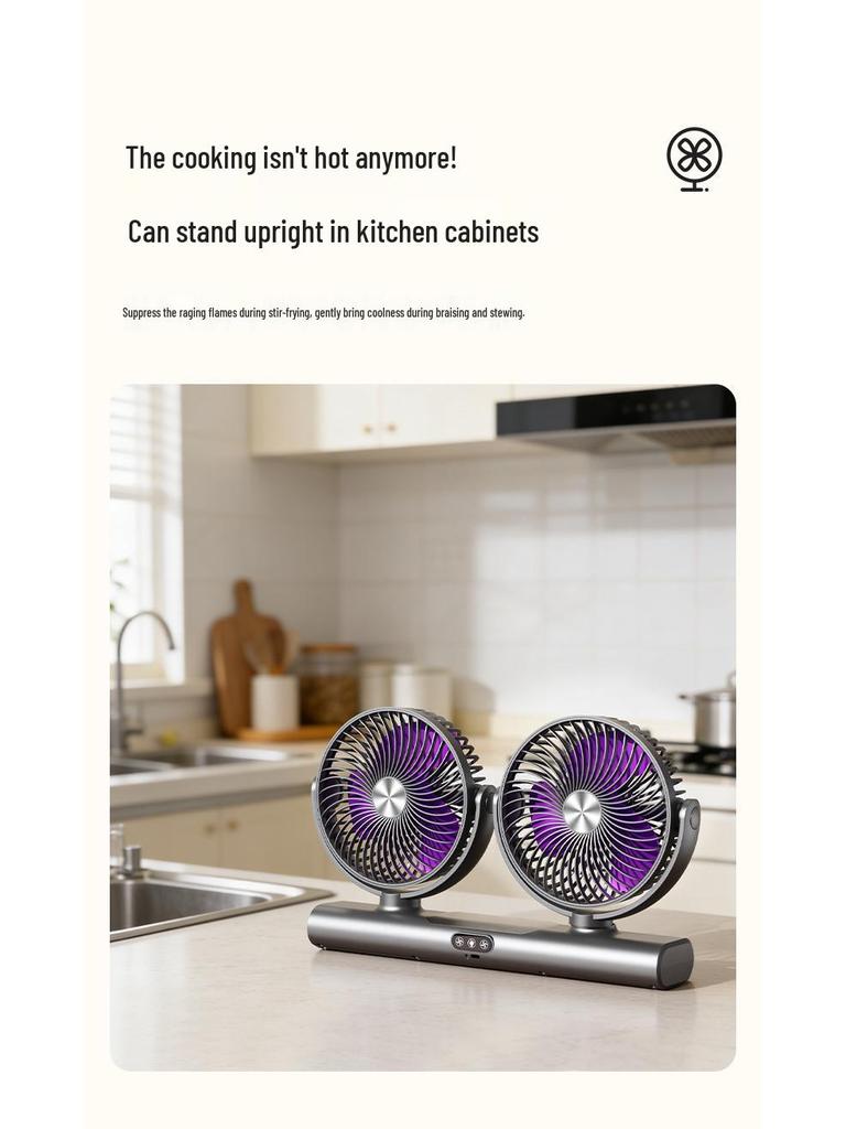 2026 Dual-Head USB Standing Desk Fan with Digital Display & Quiet Operation for Dorms