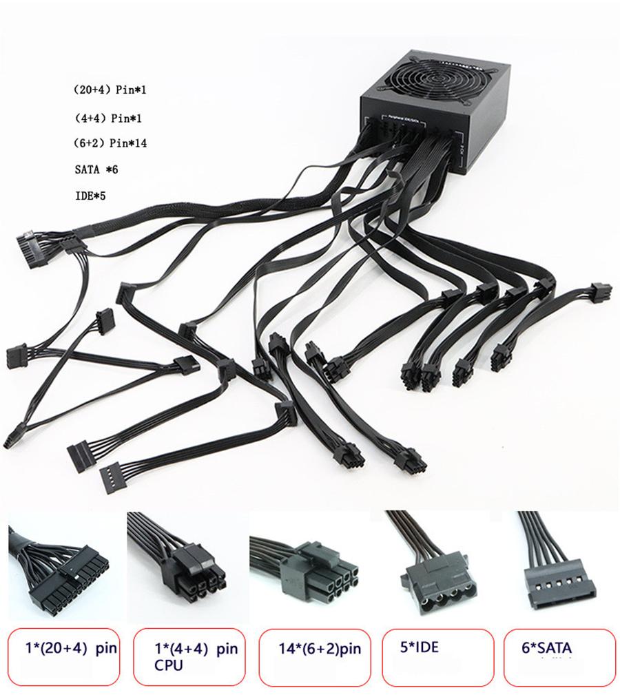 2000W Full Modular ATX Mining Power Supply 90% Efficiency