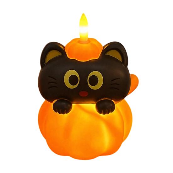 Safe Flameless Candle Cute Halloween Ghost/Pumpkin LED Night Light for Desktop Decoration, Battery Operated Table Lamp Nursery with Warm
