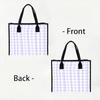 Lilac Gingham Tote Bag Casual Daily Handbag Lightweight Shopping Shoulder Purse for Women