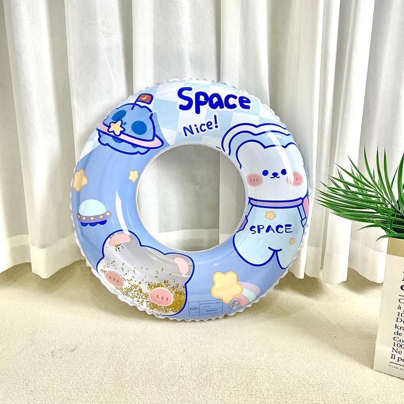 Childrens Cartoon Teddy Bear And Rabbit Glitter Inflatable Swimming Ring