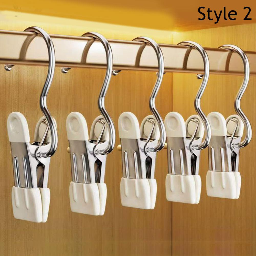 5 Pièces Cintre Pince à Linge Multifonctionnel Crochet à Vêtements Boucle Clip Métallique pour Chapeau Jupe Pantalon Rangement Armoire Vêtements Clips Antidérapants