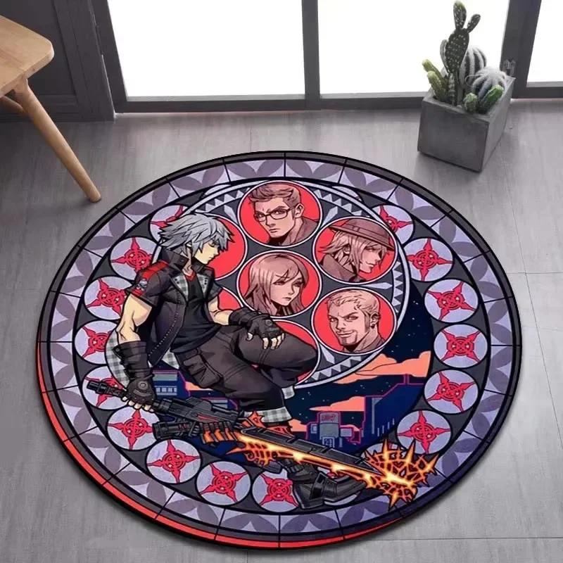 Alfombra Redonda Kingdom Hearts - Felpudo Antideslizante de Dibujos Animados para Sala de Estar, Baño, Cocina y Felpudo