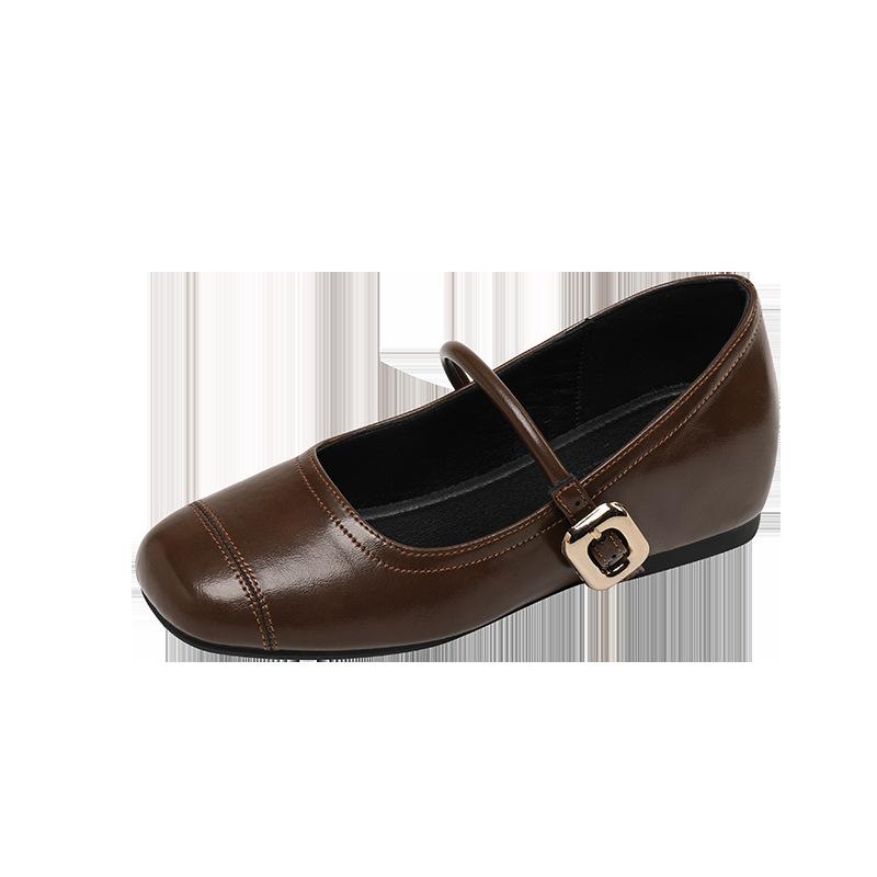 Small inner height increase silver Mary Jane shallow mouth single shoes women 2025 summer square head beanie shoes women breathable and comfortable