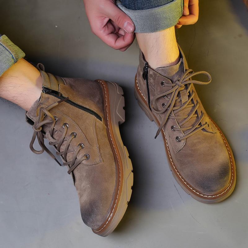 Men's 2020 Winter British High Top Genuine Leather Matte Boots