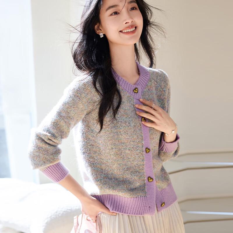 VICTORIA&VERA Women's Heart Button Knit Cardigan