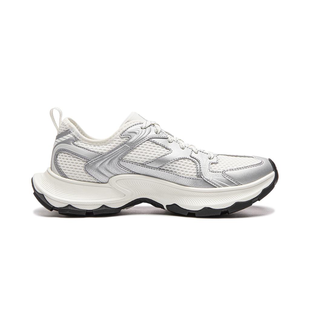 Li Ning Slip Resistant, Abrasion Resistant, Breathable Low Top Chunky Sneakers Men's White Silver AGCW055-4