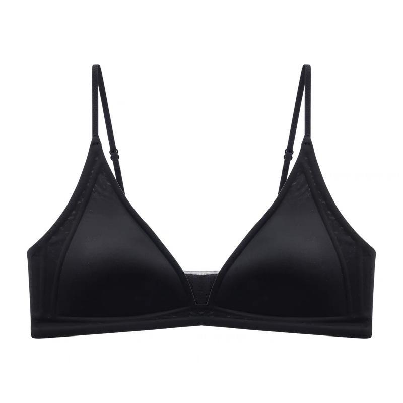 Japonský saténový bezešvý podprsenka s hlubokým výstřihem do V, tenkými ramínky a bez kostic pro ženy