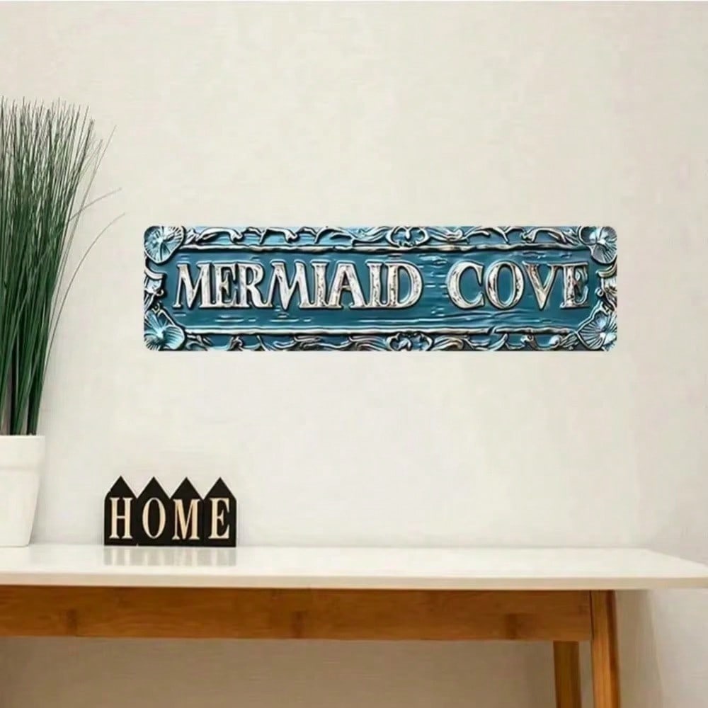 

Vintage Coastal Wall Sign Gorgeous Cove Beach Decor, Waterproof Metal Tin Sign for Living Room Bathroom Kitchen 10x40 разноцветный