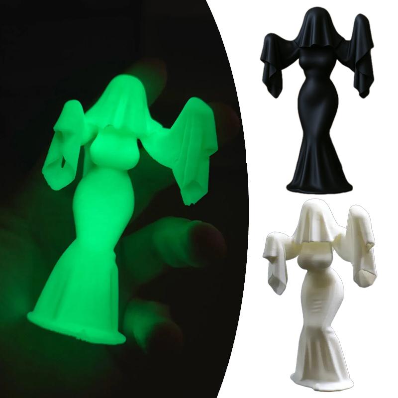 Gothic Bride Figurine 3D Printed Halloween Ghost Bride Statue 3D Printed Female Ghost Desktop Figurine Home Desktop Decoration