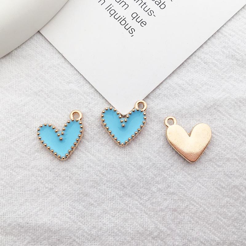 90 pezzi/confezione Ciondoli in Lega a Goccia d'Olio a Forma di Cuore per Gioielli Fai-da-Te Stile Coreano e Braccialetti in Oro K.