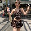 Damen Polka Dot Neckholder Bikini Badeanzug Schlankmachend Kleiner Busen Schmeichelhaft Inselurlaub Sportbekleidung Yoga Fitness