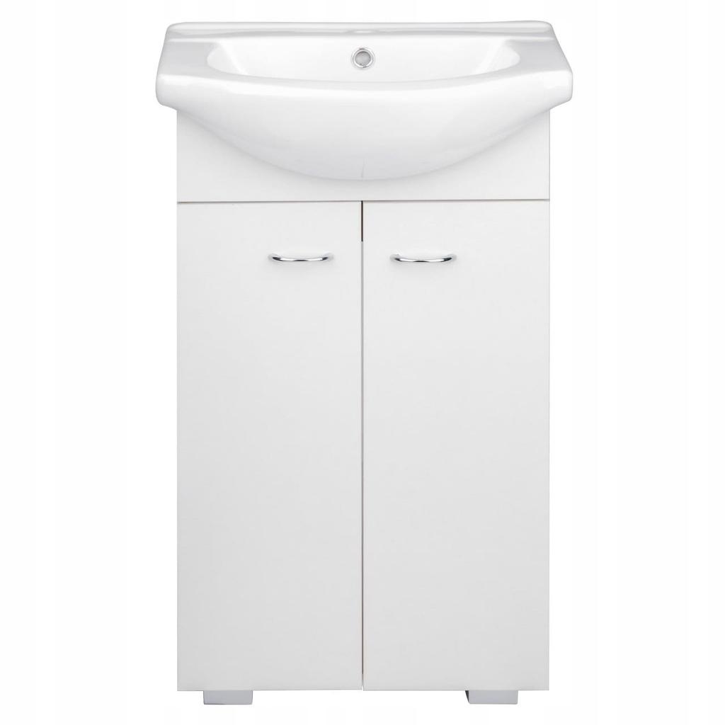 Bathroom cabinet with a free-standing washbasin, oak, 50x86 Tim, with an elongated chrome tap