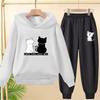 Love You Love Me Girls Children Hoodie White Pink Hoodies+Bottom Pants Suit Toddler Sweatshirr Coat Black Clothing