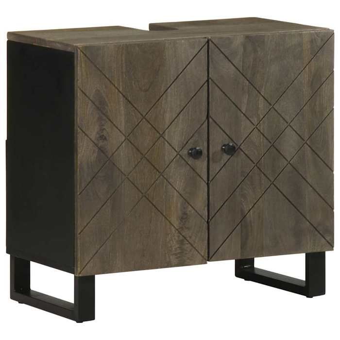VidaXL Armoire de lavabo noir 62x33x58 cm bois massif de manguier, armoire de lavabo de salle de bains, meuble de salle de 4017703