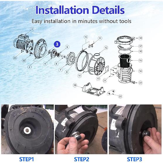 R0479400 Shaft Seal for Jandy Zodiac VS FloPro, FloPro FHPF and FHPM Series Pool Pumps, Replacement for Jandy Pool Pump Booster, Ceramic and Carbon