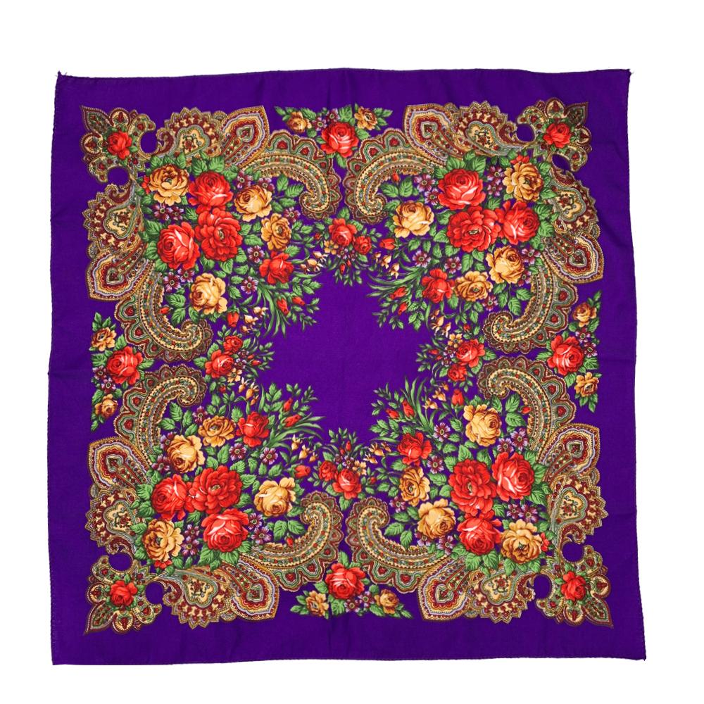 70*70Cm Luxury Floral Print Bandana Shawl Russian Style Square Scarf Female Headband Scarves Handkerchief Babushka Head Wraps