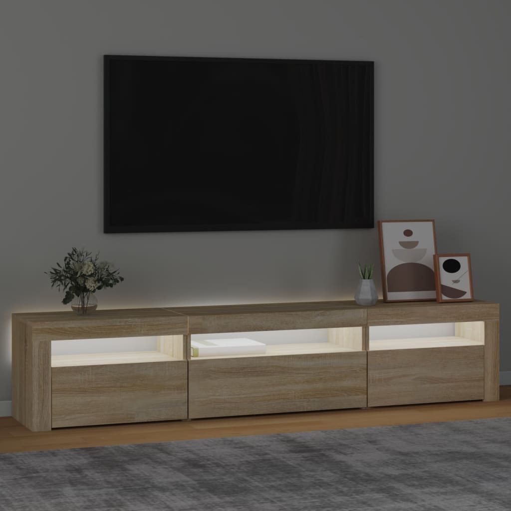 Vidaxl Szafka Pod Tv Z Oświetleniem Led, Dąb Sonoma, 195X35X40 Cm