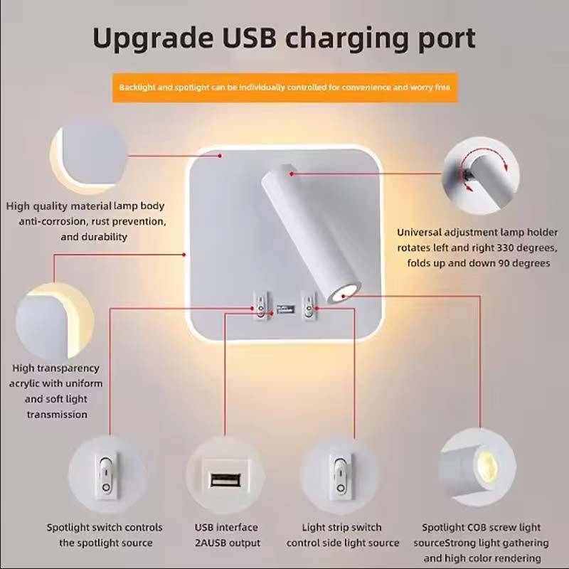 Minimalist LED Wall Mounted Reading Light Rotatable Bedside Wall Lamp Bedroom Decorative Wall Sconce Spotlight