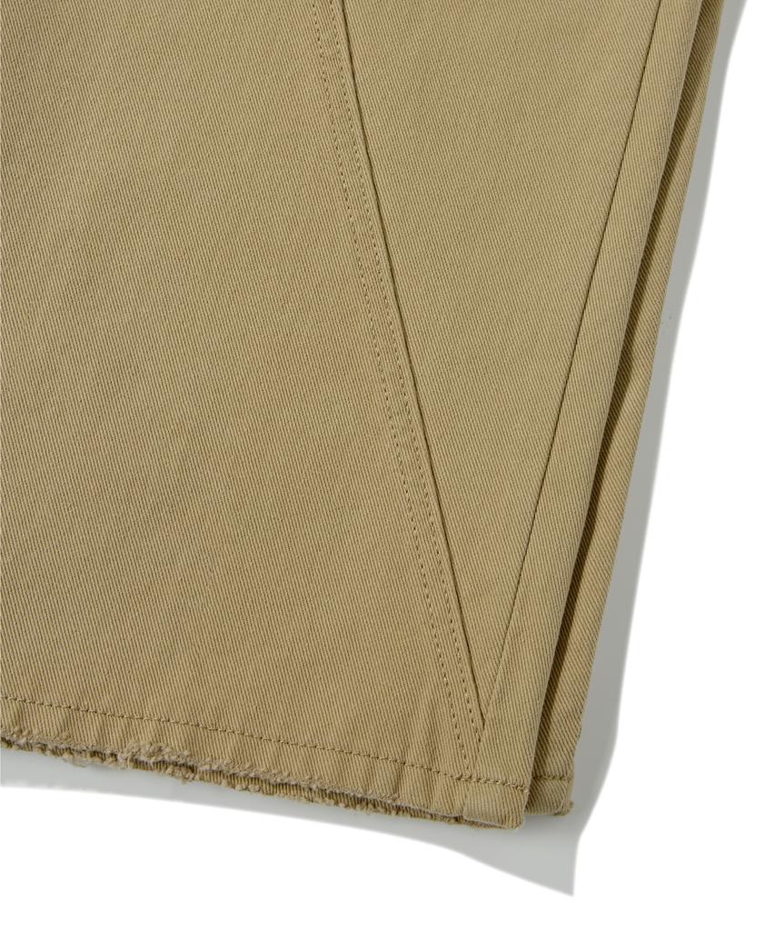 Beodeonteu Cut-Out Layered Cargo Wide Cotton Pants [Beige]